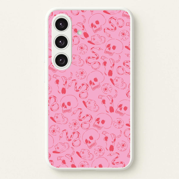 Pink Snakes And Skulls - Western - Western Phone Case for Galaxy S24