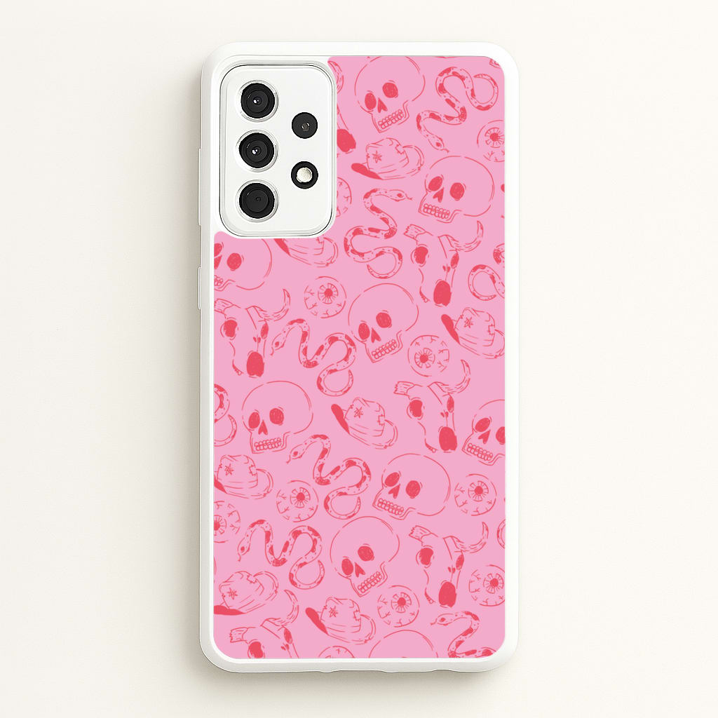 Pink Snakes And Skulls - Western - Western Phone Case for Galaxy A52 / A52s