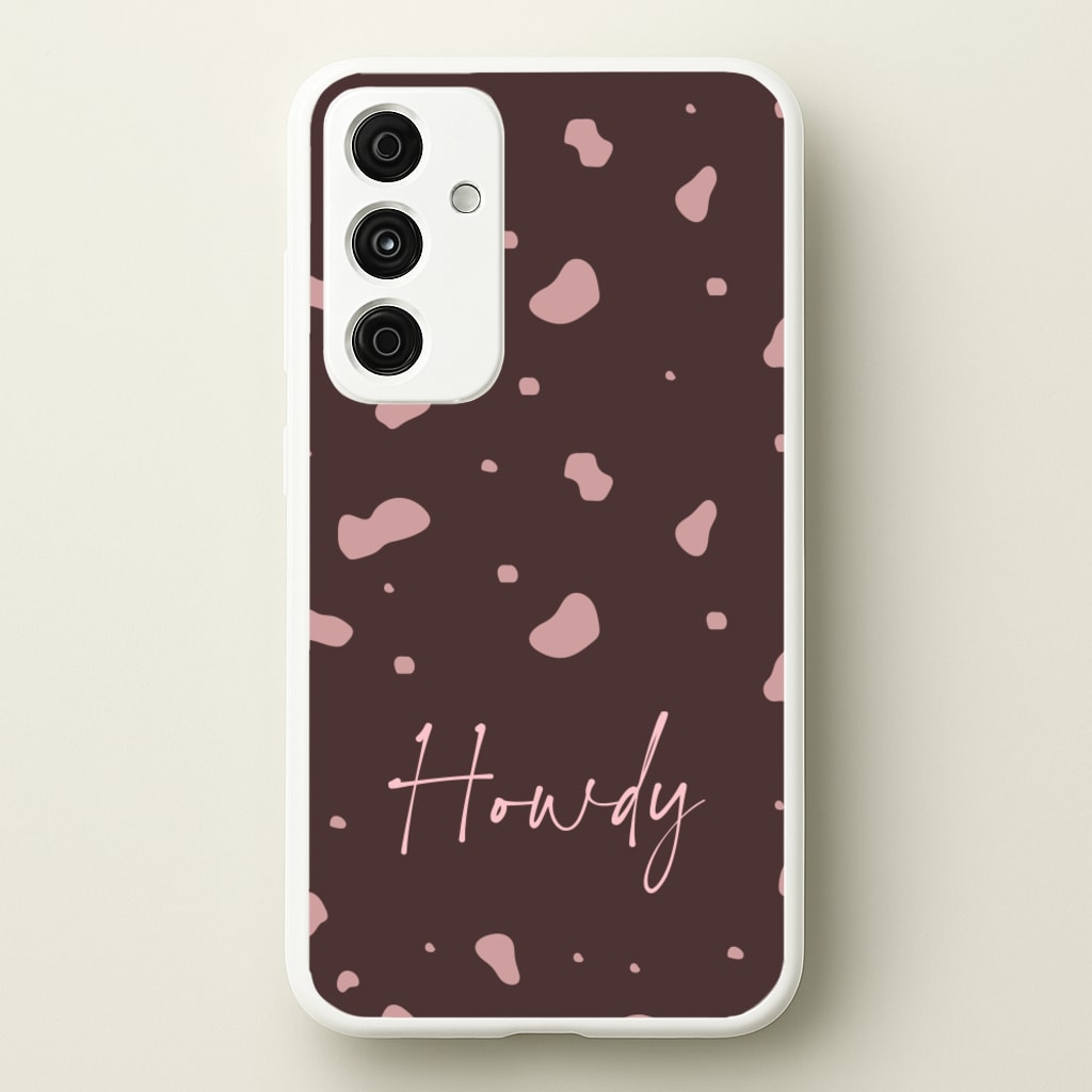 Cow Print Howdy - Western Phone Case for Galaxy A55