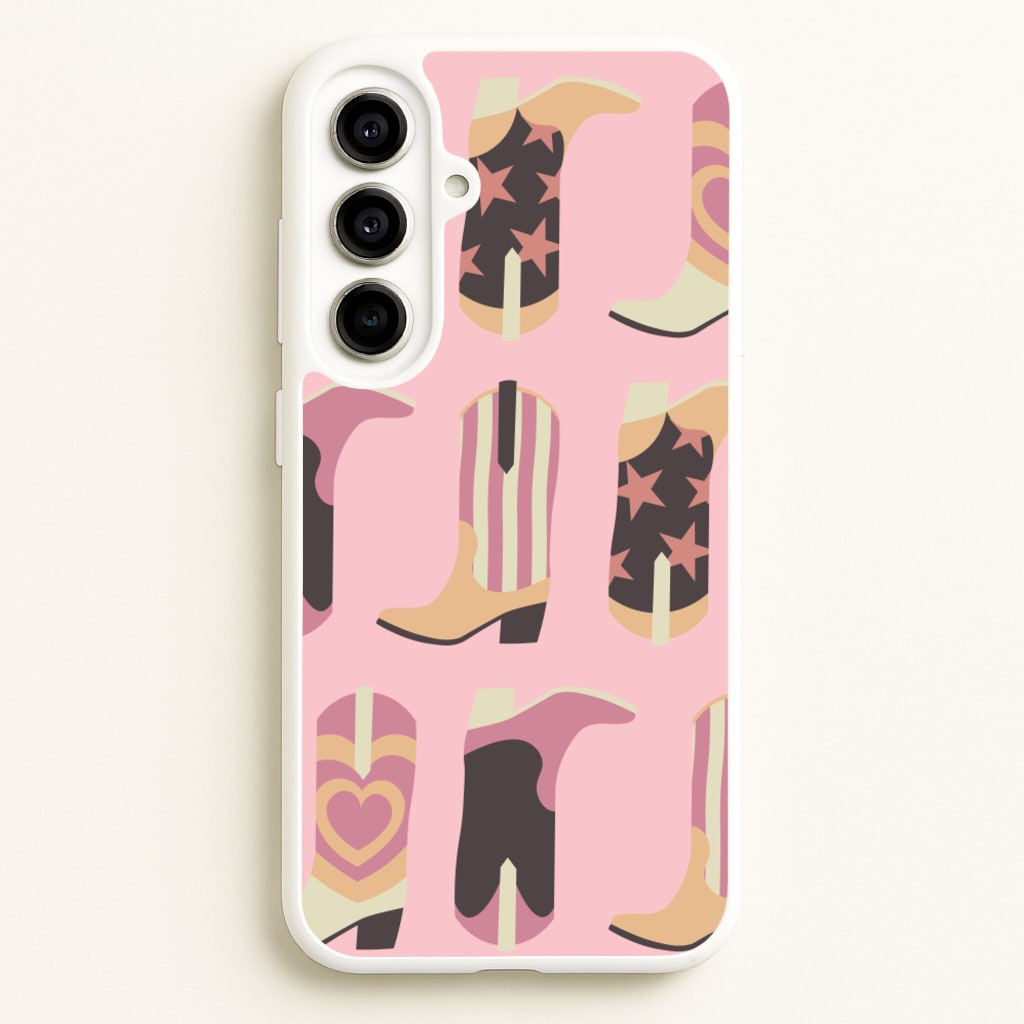 Dusty Pink Cowboy Boots Pattern - Western Phone Case for Galaxy A56