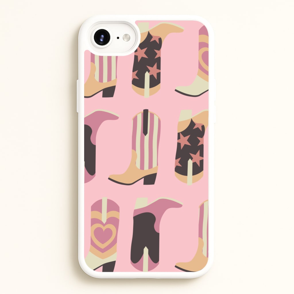 Dusty Pink Cowboy Boots Pattern - Western Phone Case for iPhone 6 / 7 / 8 / SE