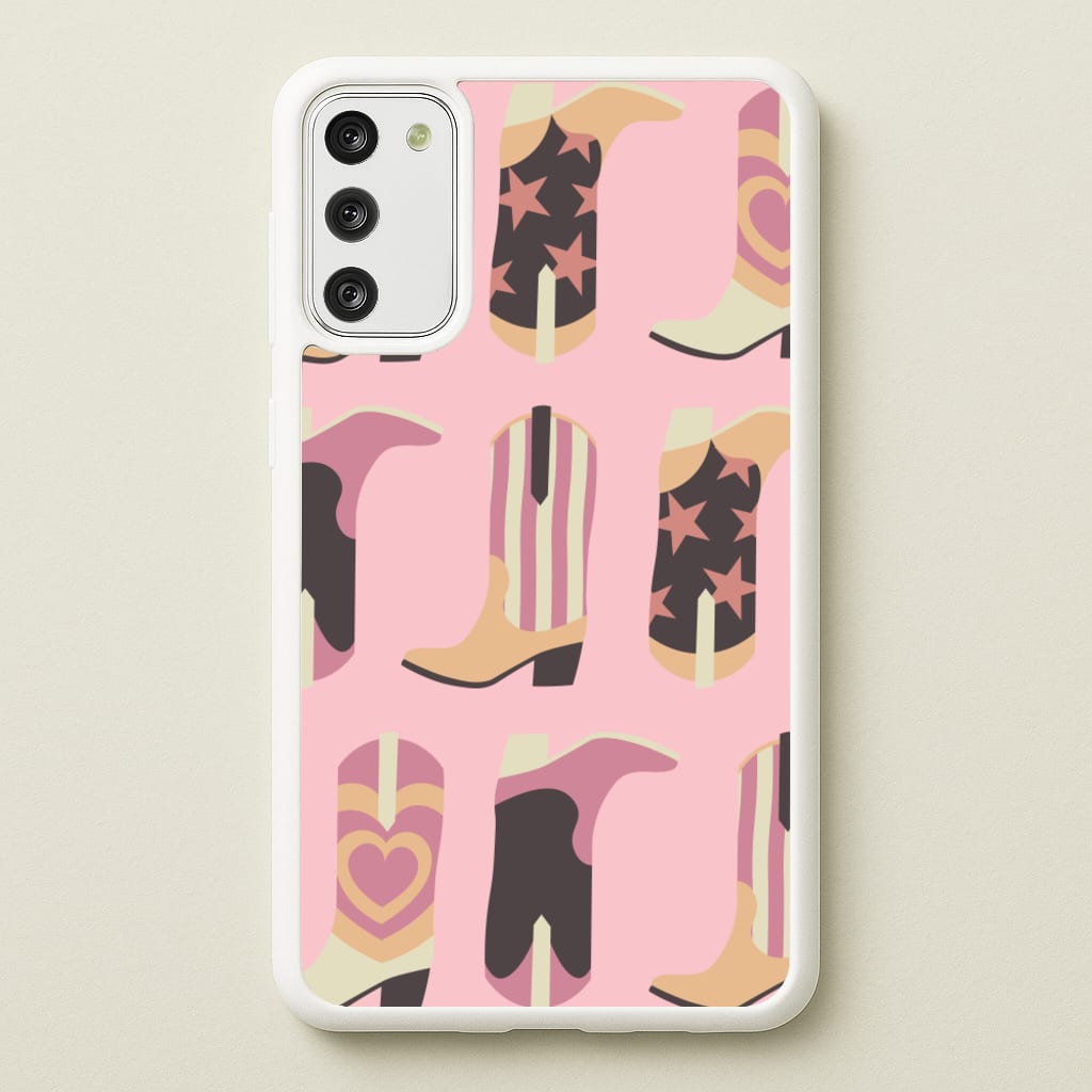 Dusty Pink Cowboy Boots Pattern - Western Phone Case for Galaxy S20FE
