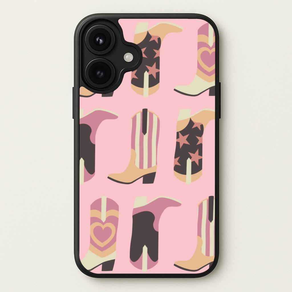 Dusty Pink Cowboy Boots Pattern Phone Case for iPhone 17