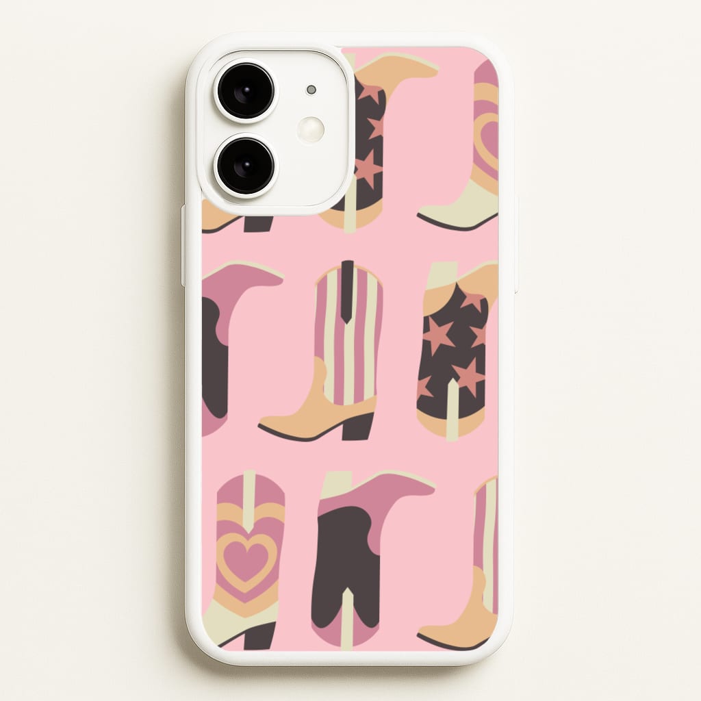 Dusty Pink Cowboy Boots Pattern - Western Phone Case for iPhone 11