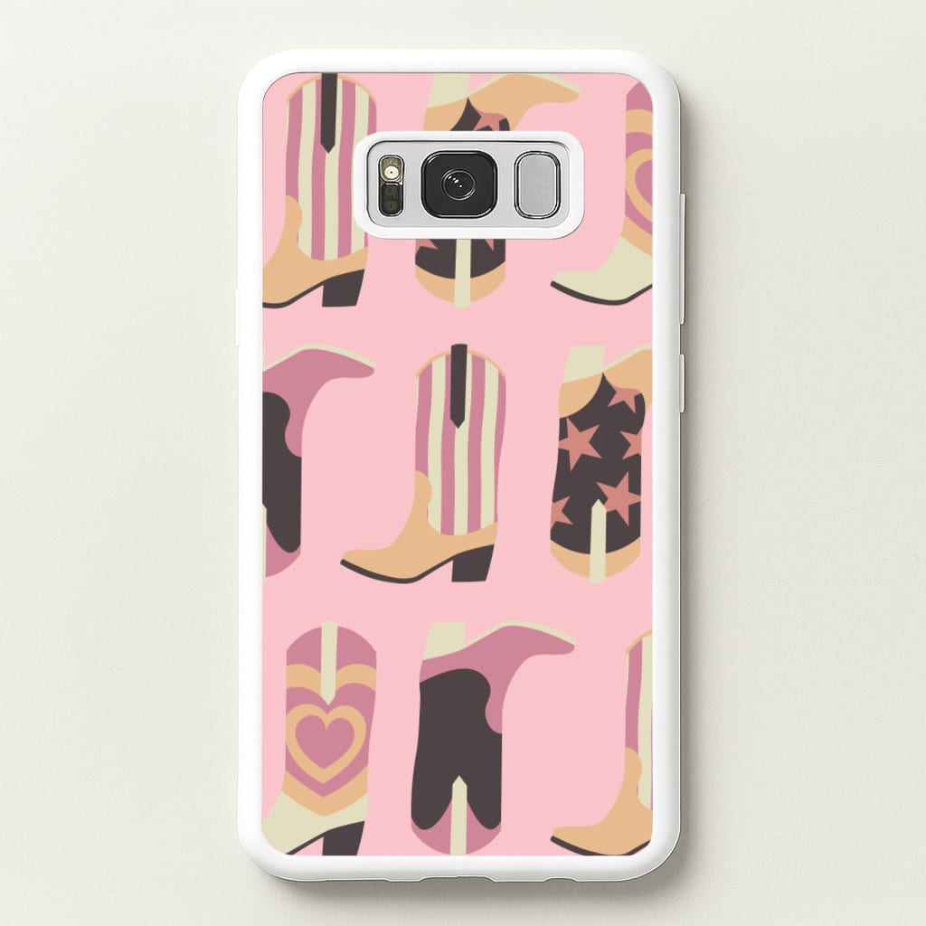Dusty Pink Cowboy Boots Pattern - Western Phone Case for Galaxy S8 Plus