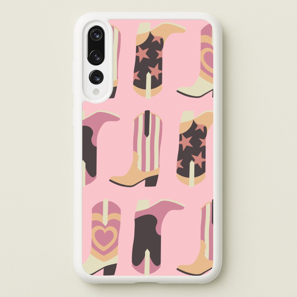 Dusty Pink Cowboy Boots Pattern - Western Phone Case for Huawei P20 Pro