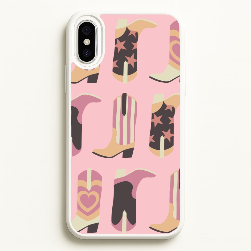 Dusty Pink Cowboy Boots Pattern - Western Phone Case for iPhone XS Max