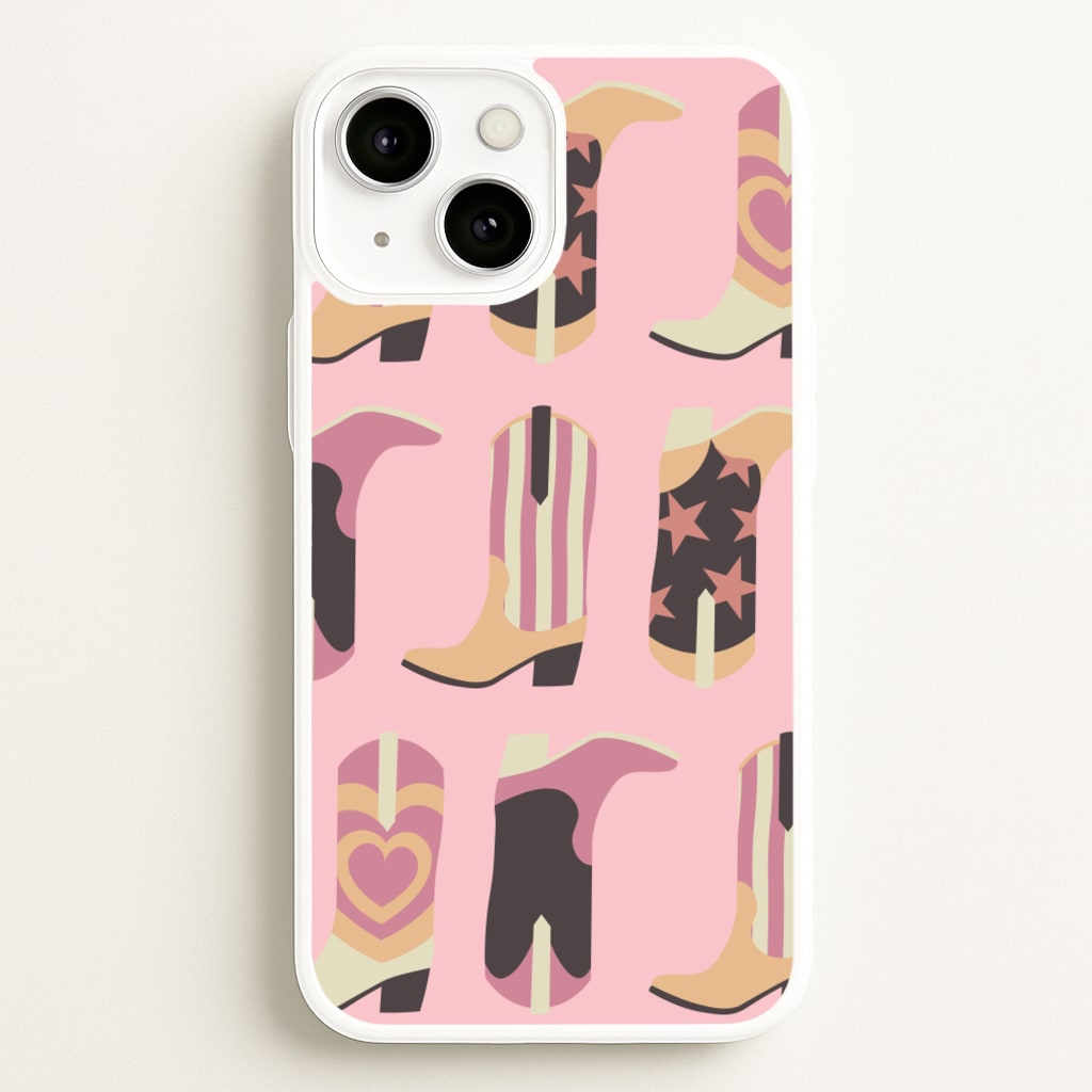 Dusty Pink Cowboy Boots Pattern - Western Phone Case for iPhone 13 Mini