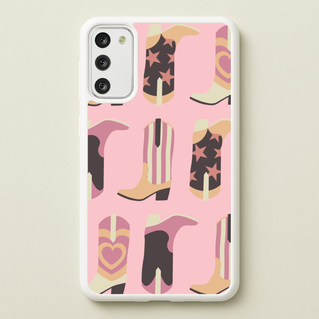 Dusty Pink Cowboy Boots Pattern - Western Phone Case for Galaxy S20