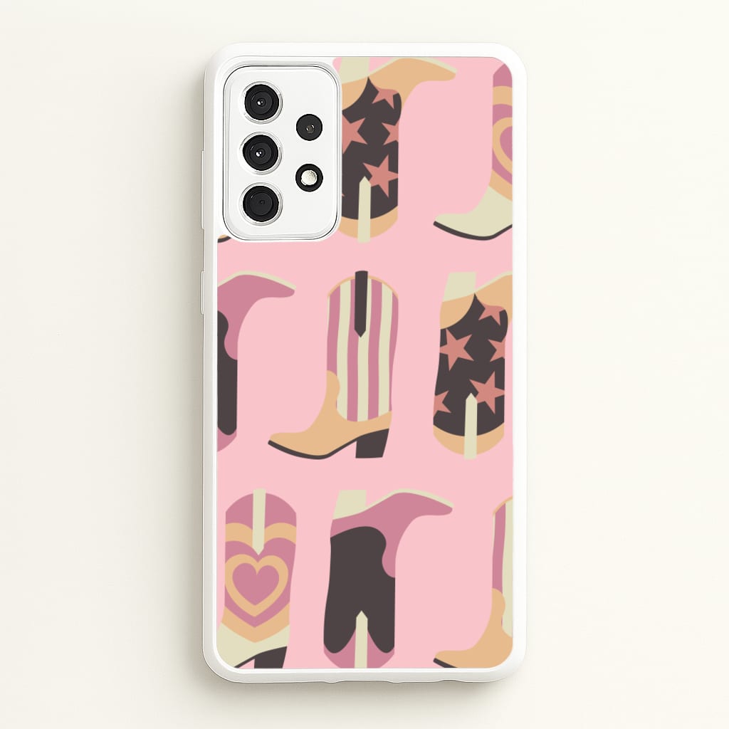 Dusty Pink Cowboy Boots Pattern - Western Phone Case for Galaxy A52 / A52s