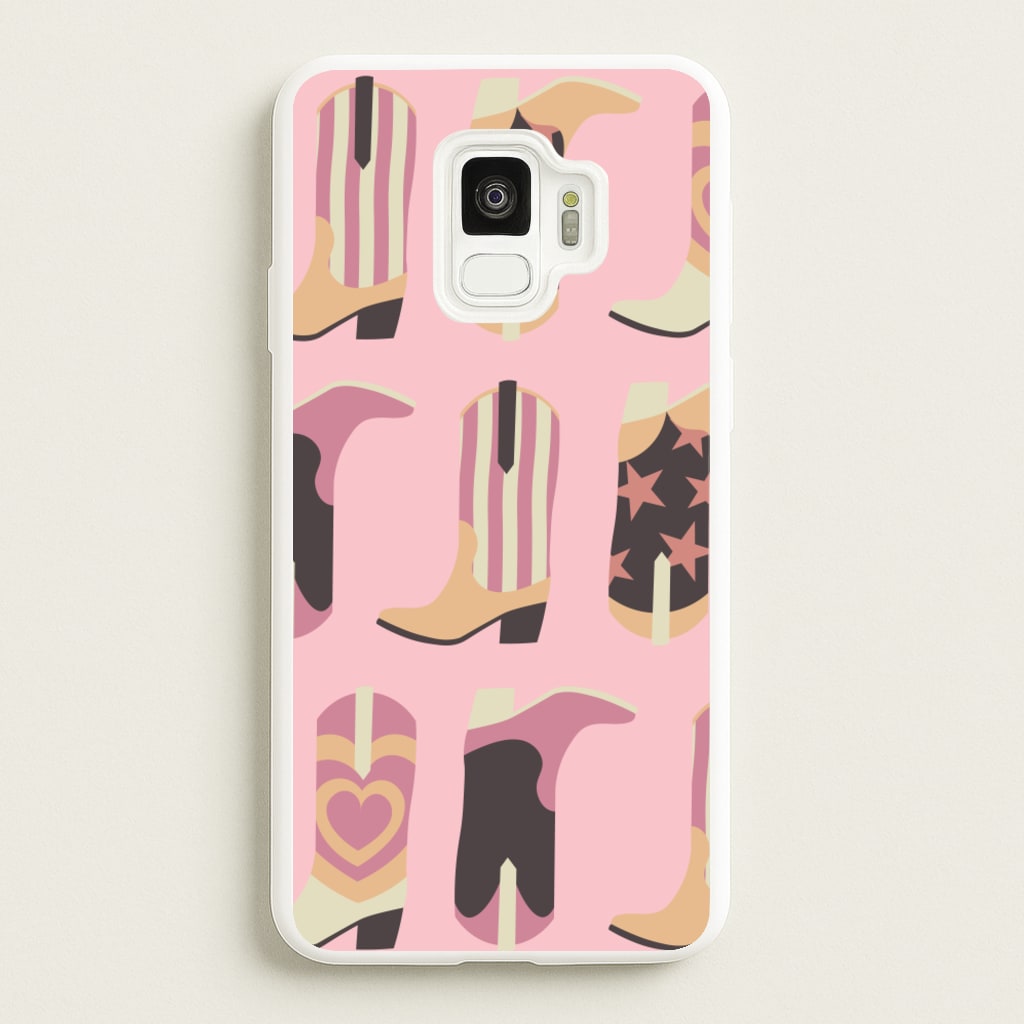Dusty Pink Cowboy Boots Pattern - Western Phone Case for Galaxy S9