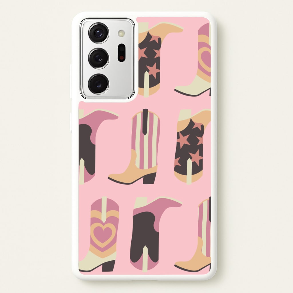 Dusty Pink Cowboy Boots Pattern - Western Phone Case for Galaxy Note 20 Ultra