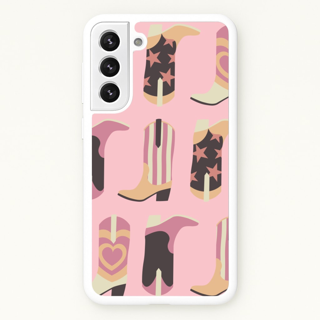 Dusty Pink Cowboy Boots Pattern - Western Phone Case for Galaxy S21 Plus