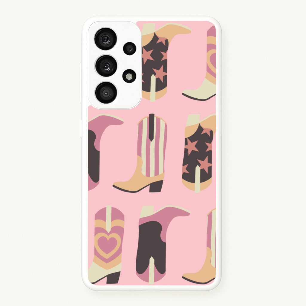 Dusty Pink Cowboy Boots Pattern - Western Phone Case for Galaxy A53