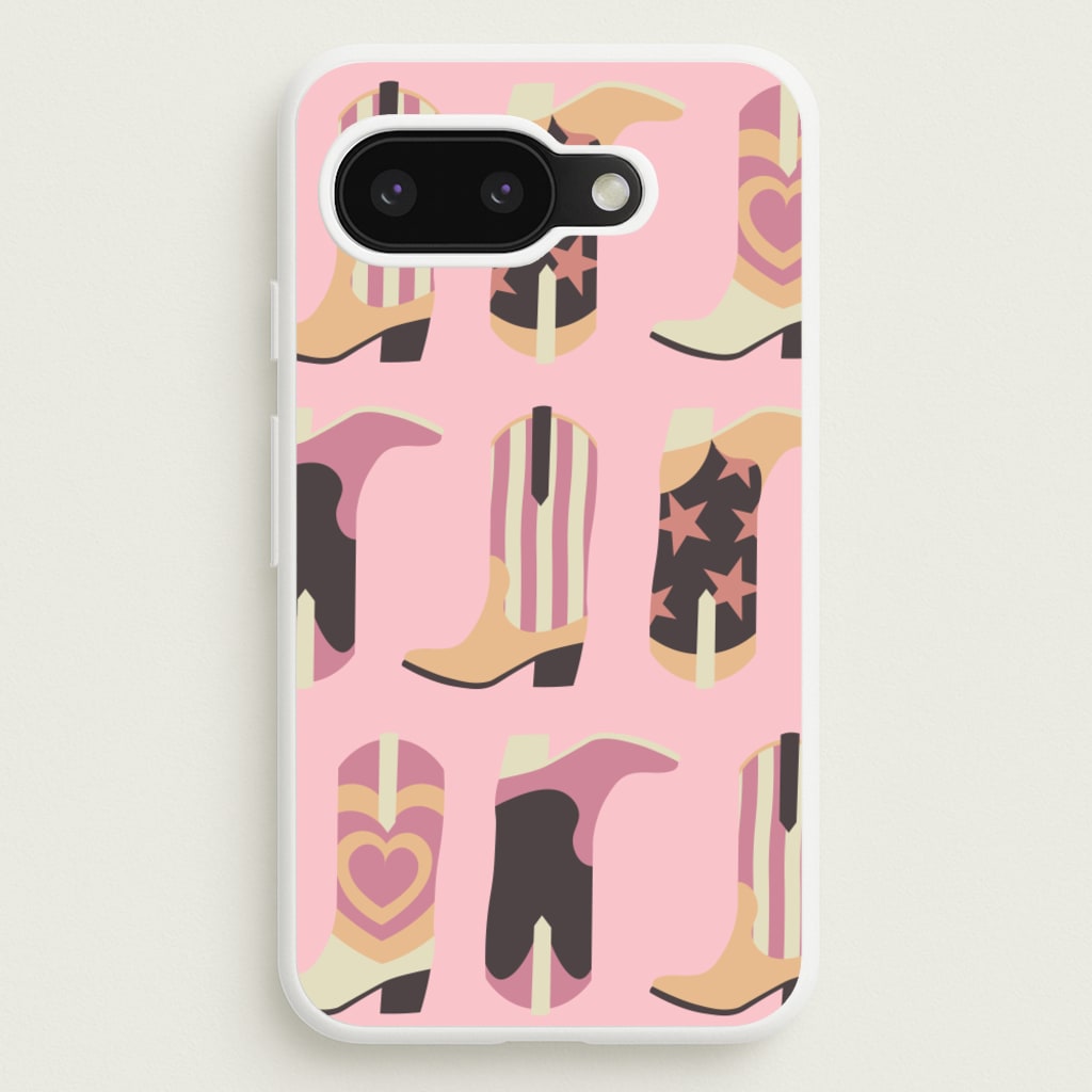Dusty Pink Cowboy Boots Pattern - Western Phone Case for Google Pixel 9a