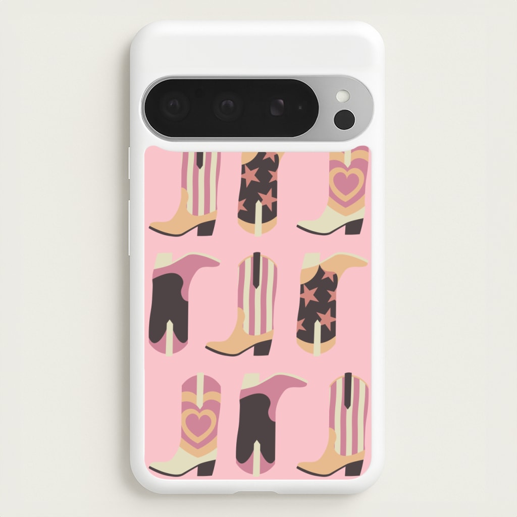 Dusty Pink Cowboy Boots Pattern - Western Phone Case for Google Pixel 9 Pro XL