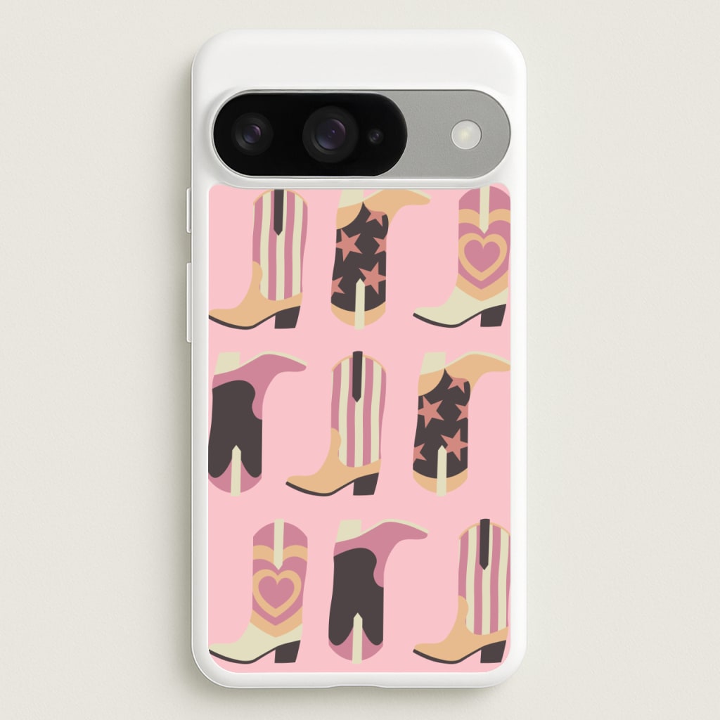 Dusty Pink Cowboy Boots Pattern Phone Case for Google Pixel 10 / 10 Pro