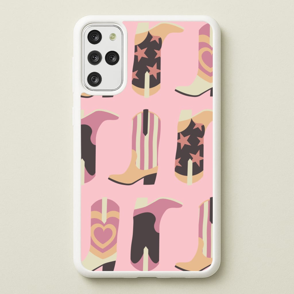 Dusty Pink Cowboy Boots Pattern - Western Phone Case for Galaxy S20 Plus