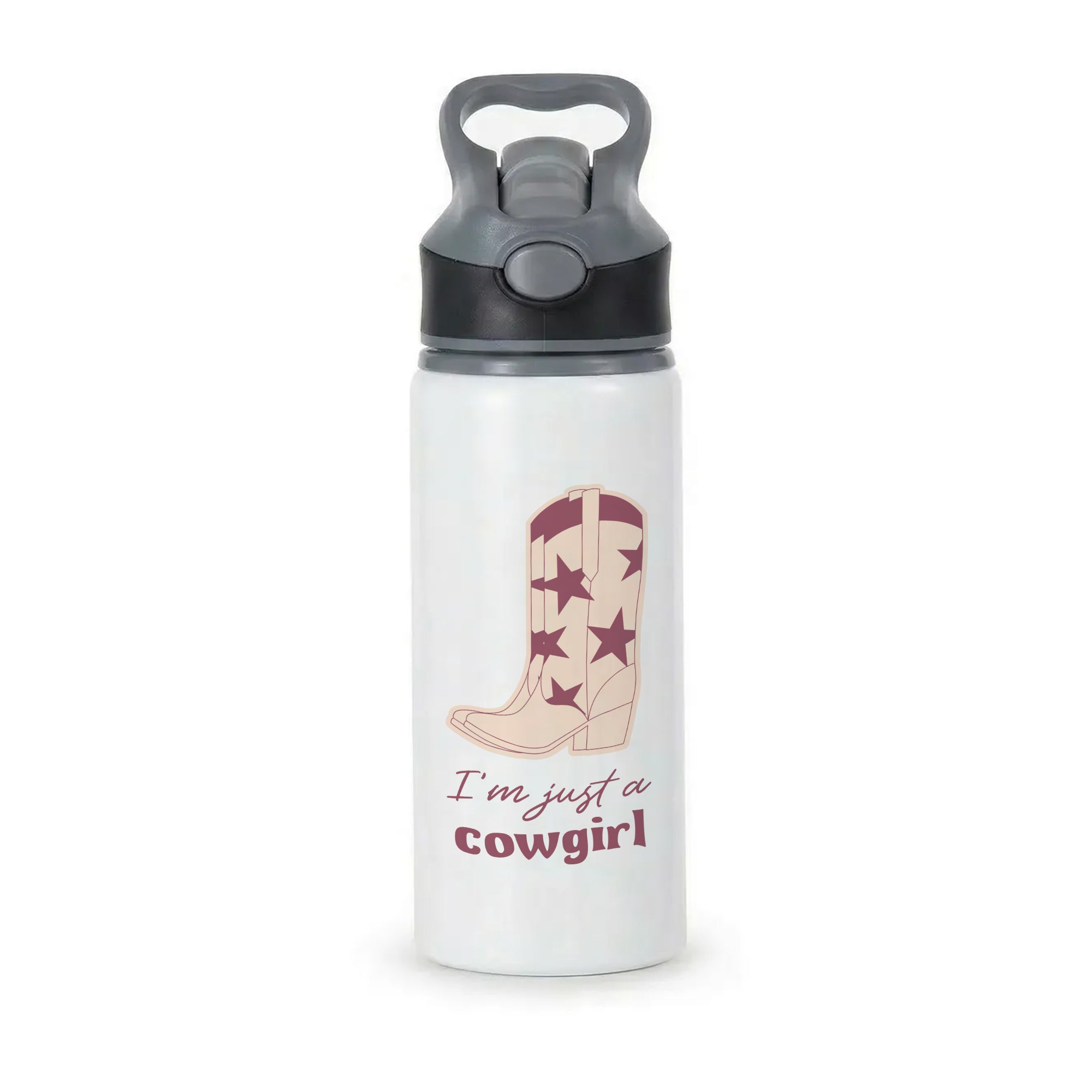 I'm Just A Cowgirl Active Water Bottle - Black