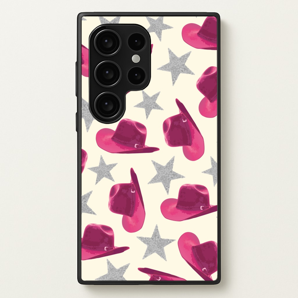 Pink Cowboy Hats And Stars Pattern - Western Phone Case for Galaxy S24 Ultra