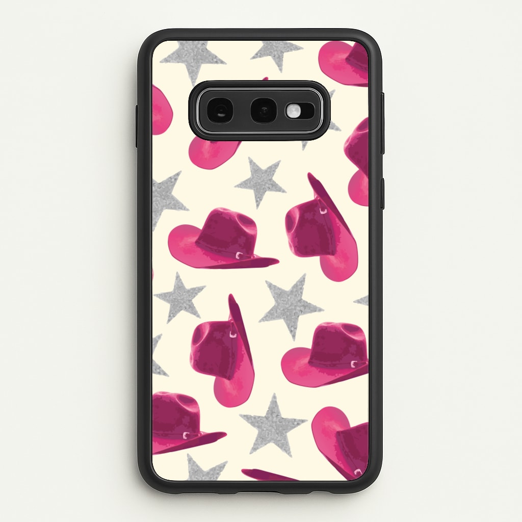Pink Cowboy Hats And Stars Pattern - Western Phone Case for Galaxy S10e