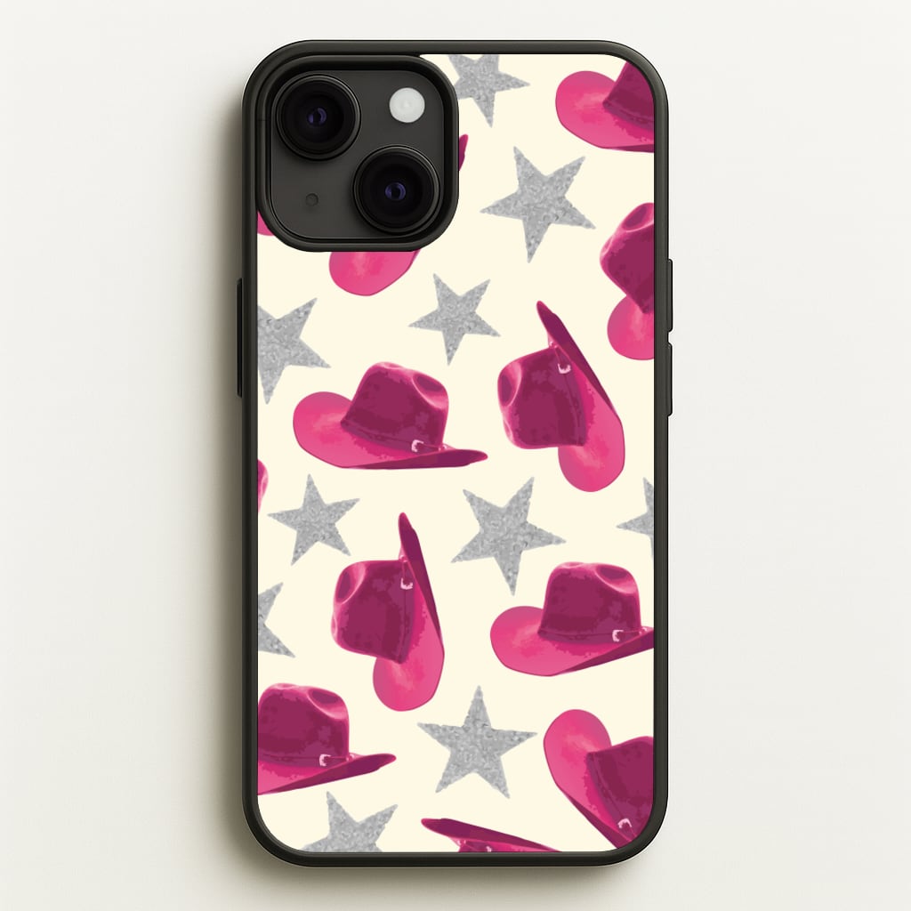 Pink Cowboy Hats And Stars Pattern - Western Phone Case for iPhone 13 Mini