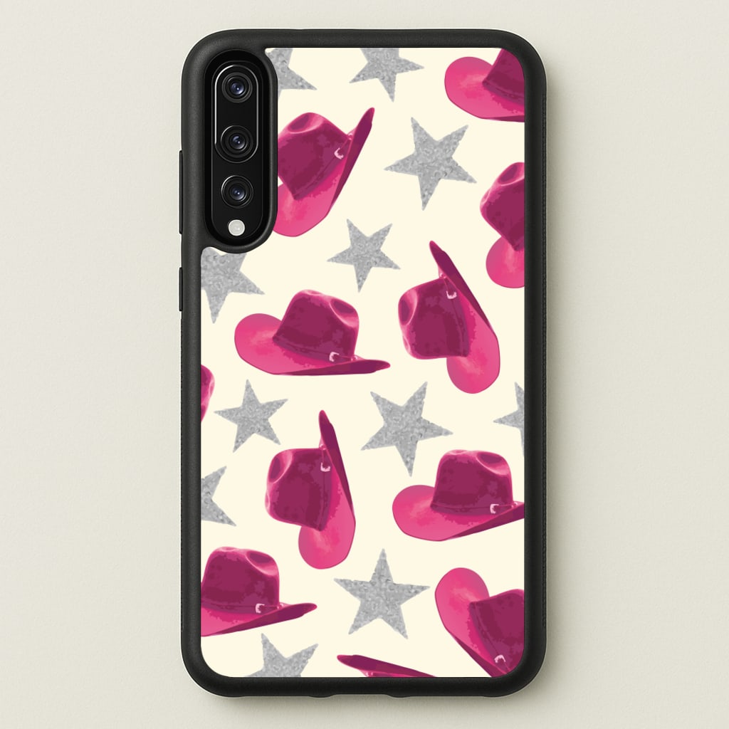 Pink Cowboy Hats And Stars Pattern - Western Phone Case for Huawei P20 Pro