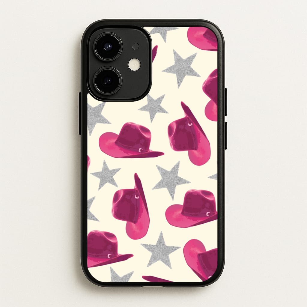 Pink Cowboy Hats And Stars Pattern - Western Phone Case for iPhone 12 / 12 Pro