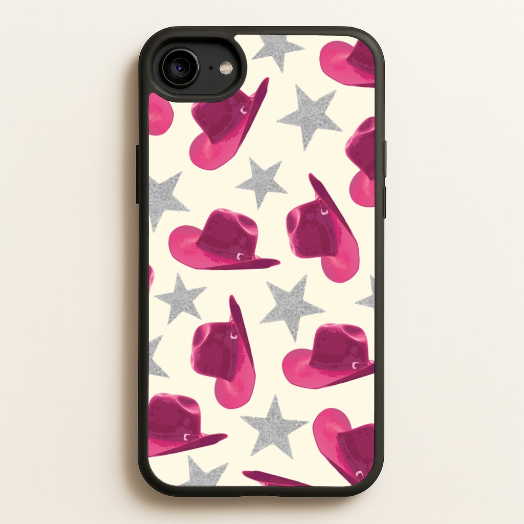 Pink Cowboy Hats And Stars Pattern - Western Phone Case for iPhone 6 / 7 / 8 / SE