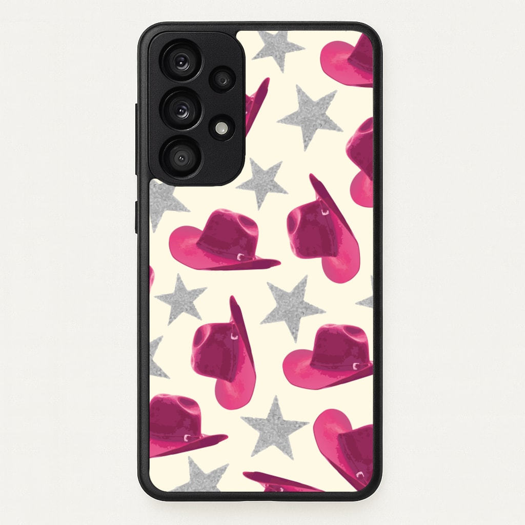 Pink Cowboy Hats And Stars Pattern - Western Phone Case for Galaxy A53