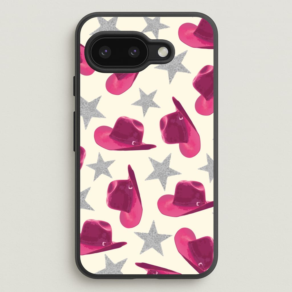 Pink Cowboy Hats And Stars Pattern - Western Phone Case for Google Pixel 9a