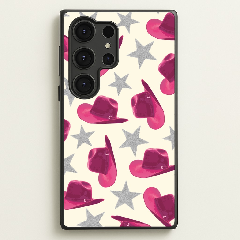 Pink Cowboy Hats And Stars Pattern - Western Phone Case for Galaxy S25 Ultra