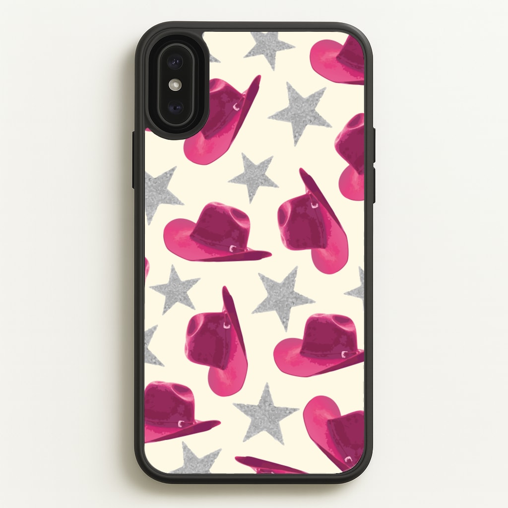Pink Cowboy Hats And Stars Pattern - Western Phone Case for iPhone XS Max