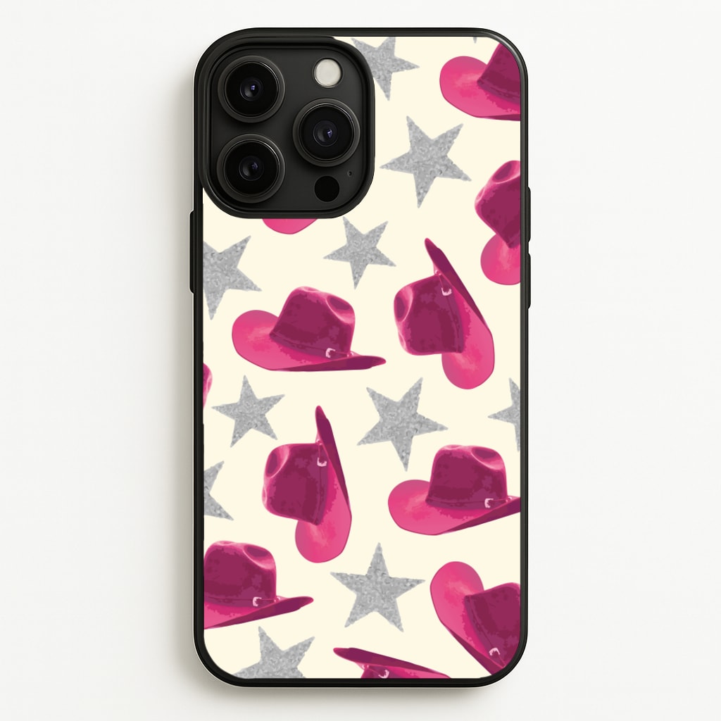 Pink Cowboy Hats And Stars Pattern - Western Phone Case for iPhone 13 Pro Max