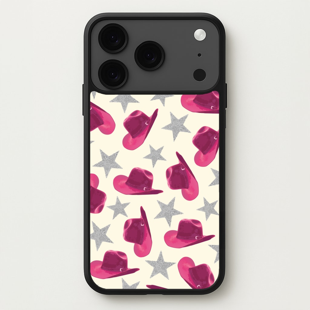 Pink Cowboy Hats And Stars Pattern Phone Case for iPhone 17 Pro Max