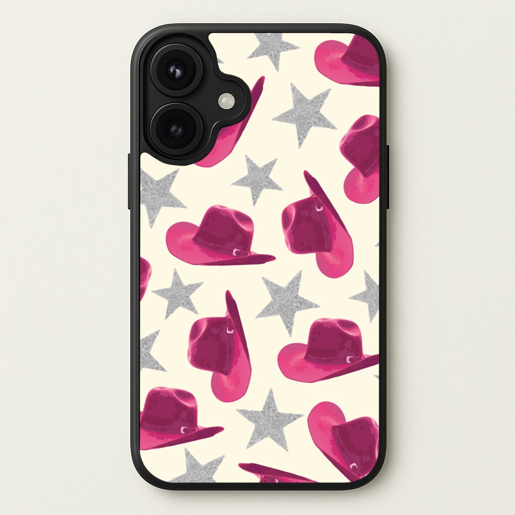 Pink Cowboy Hats And Stars Pattern Phone Case for iPhone 17