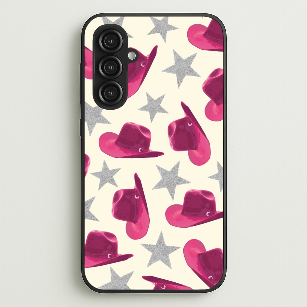 Pink Cowboy Hats And Stars Pattern - Western Phone Case for Galaxy S23FE