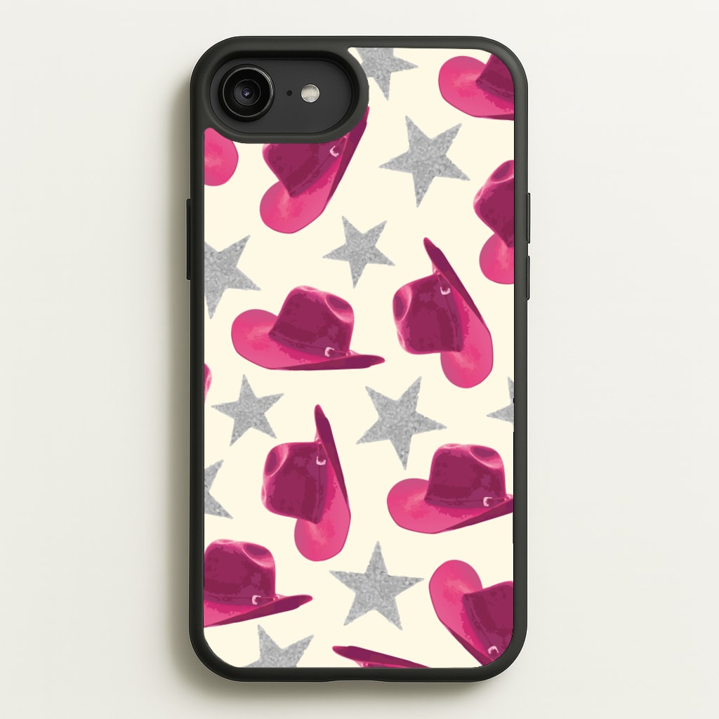Pink Cowboy Hats And Stars Pattern - Western Phone Case for iPhone 6 Plus / 7 Plus / 8 Plus