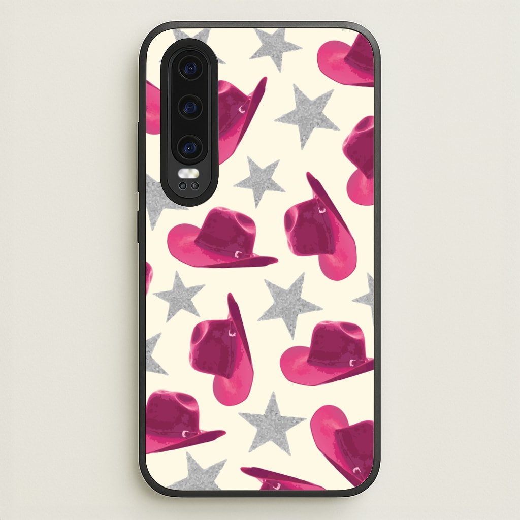 Pink Cowboy Hats And Stars Pattern - Western Phone Case for Huawei P30