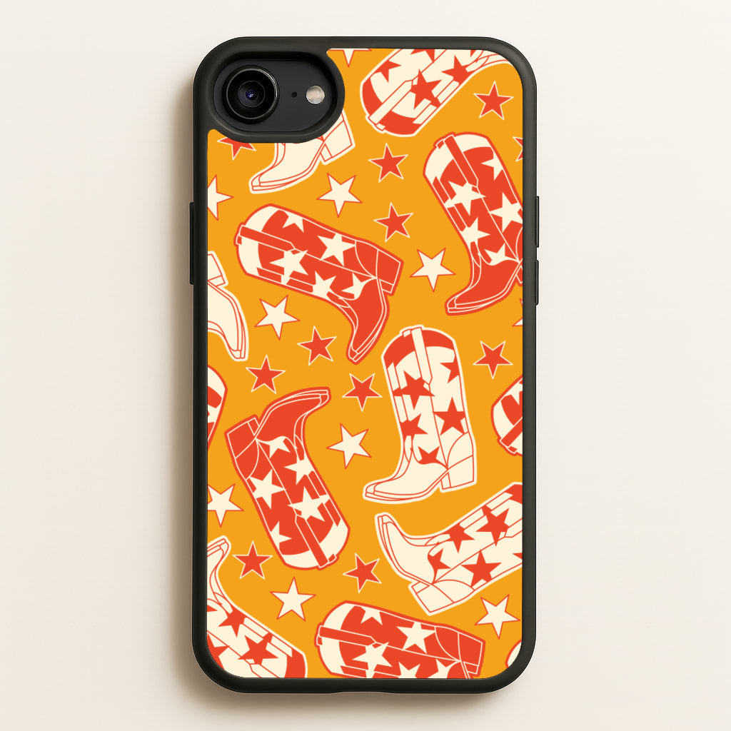 Cartoon Cowboy Boots And Stars Pattern - Western Phone Case for iPhone 6 / 7 / 8 / SE