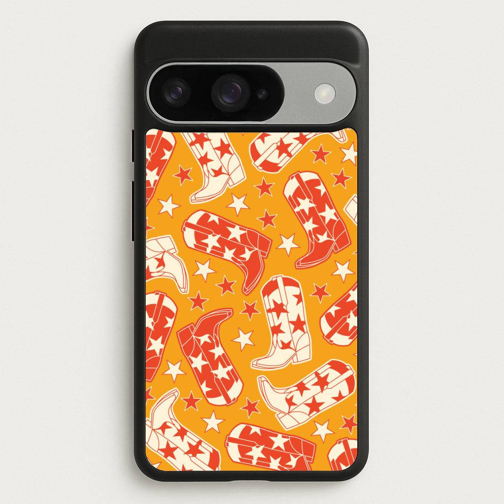 Cartoon Cowboy Boots And Stars Pattern Phone Case for Google Pixel 10 / 10 Pro