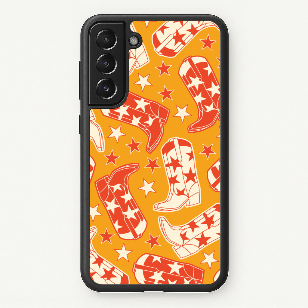Cartoon Cowboy Boots And Stars Pattern - Western Phone Case for Galaxy S21