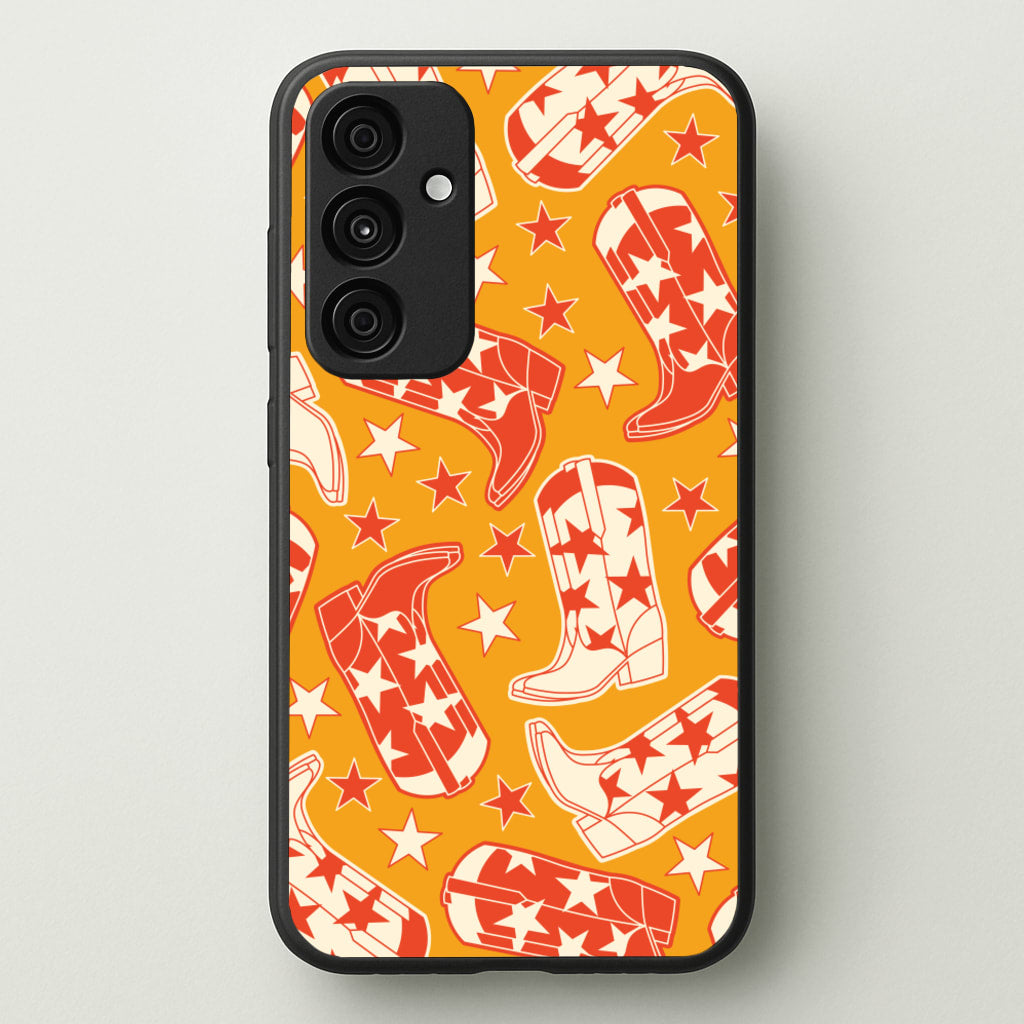 Cartoon Cowboy Boots And Stars Pattern - Western Phone Case for Galaxy A15