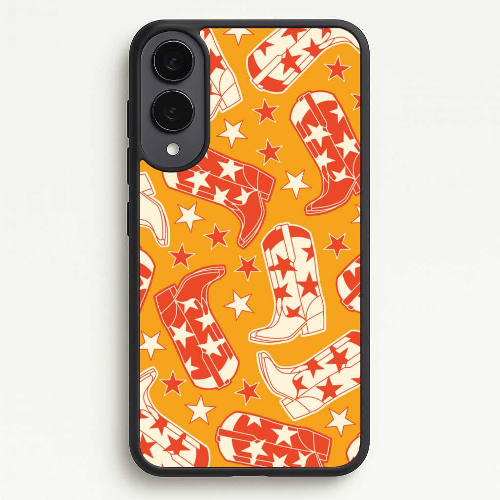 Cartoon Cowboy Boots And Stars Pattern - Western Phone Case for Galaxy S25 Edge
