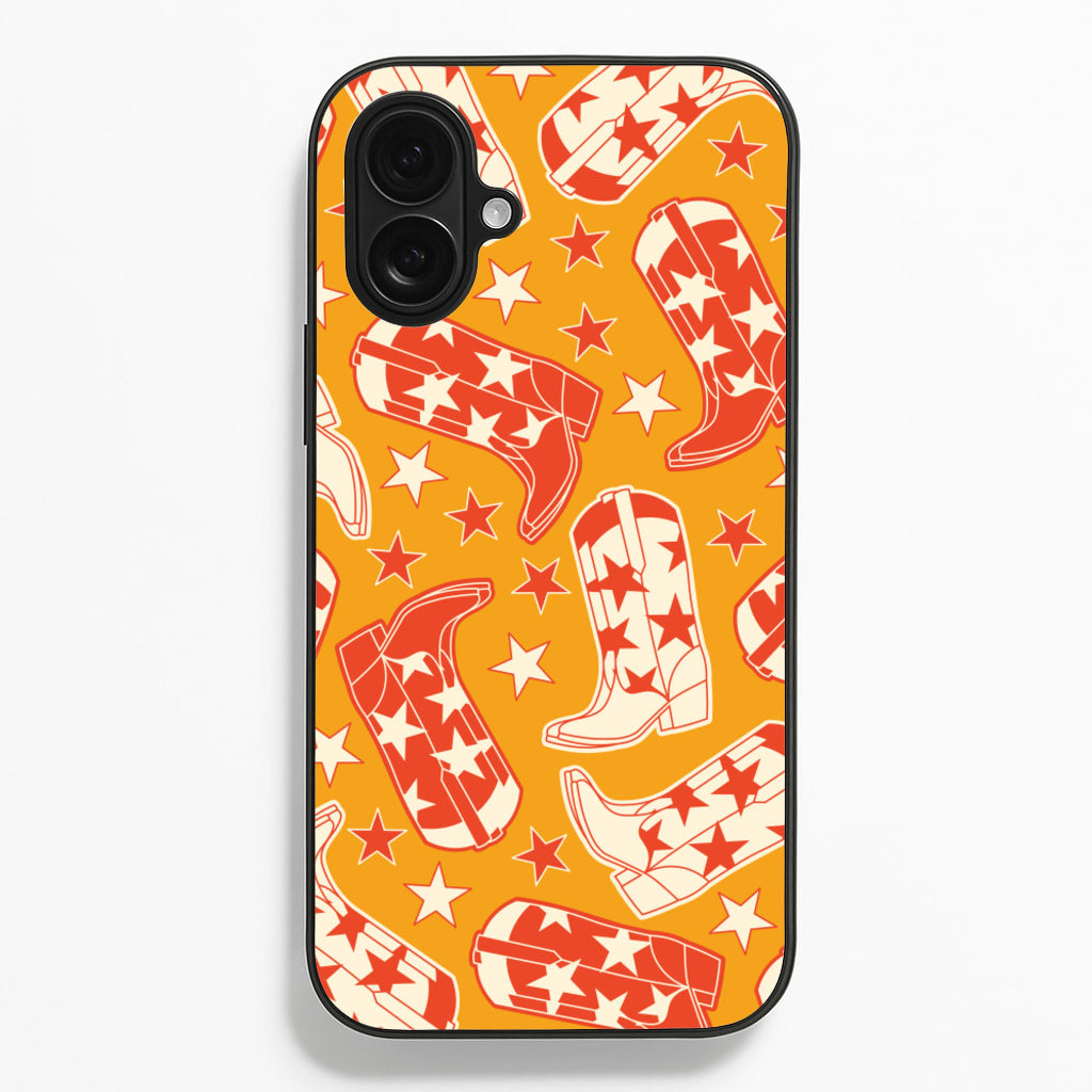 Cartoon Cowboy Boots And Stars Pattern - Western Phone Case for iPhone 16 Plus