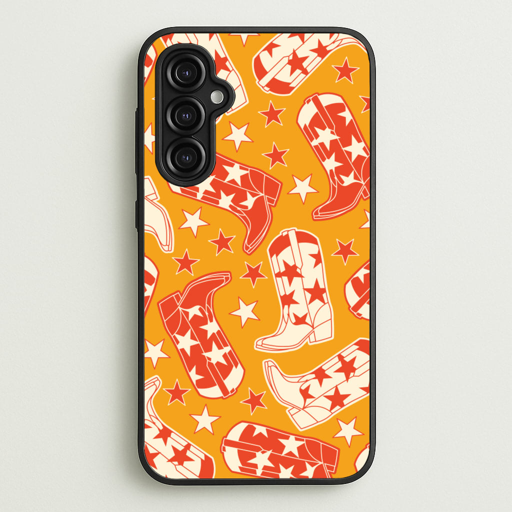 Cartoon Cowboy Boots And Stars Pattern - Western Phone Case for Galaxy A14