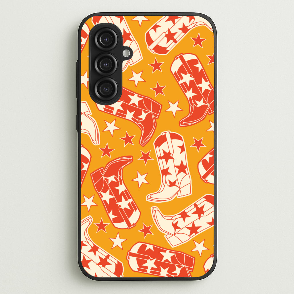 Cartoon Cowboy Boots And Stars Pattern - Western Phone Case for Galaxy S23FE