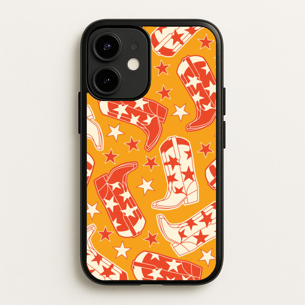 Cartoon Cowboy Boots And Stars Pattern - Western Phone Case for iPhone 12 Mini