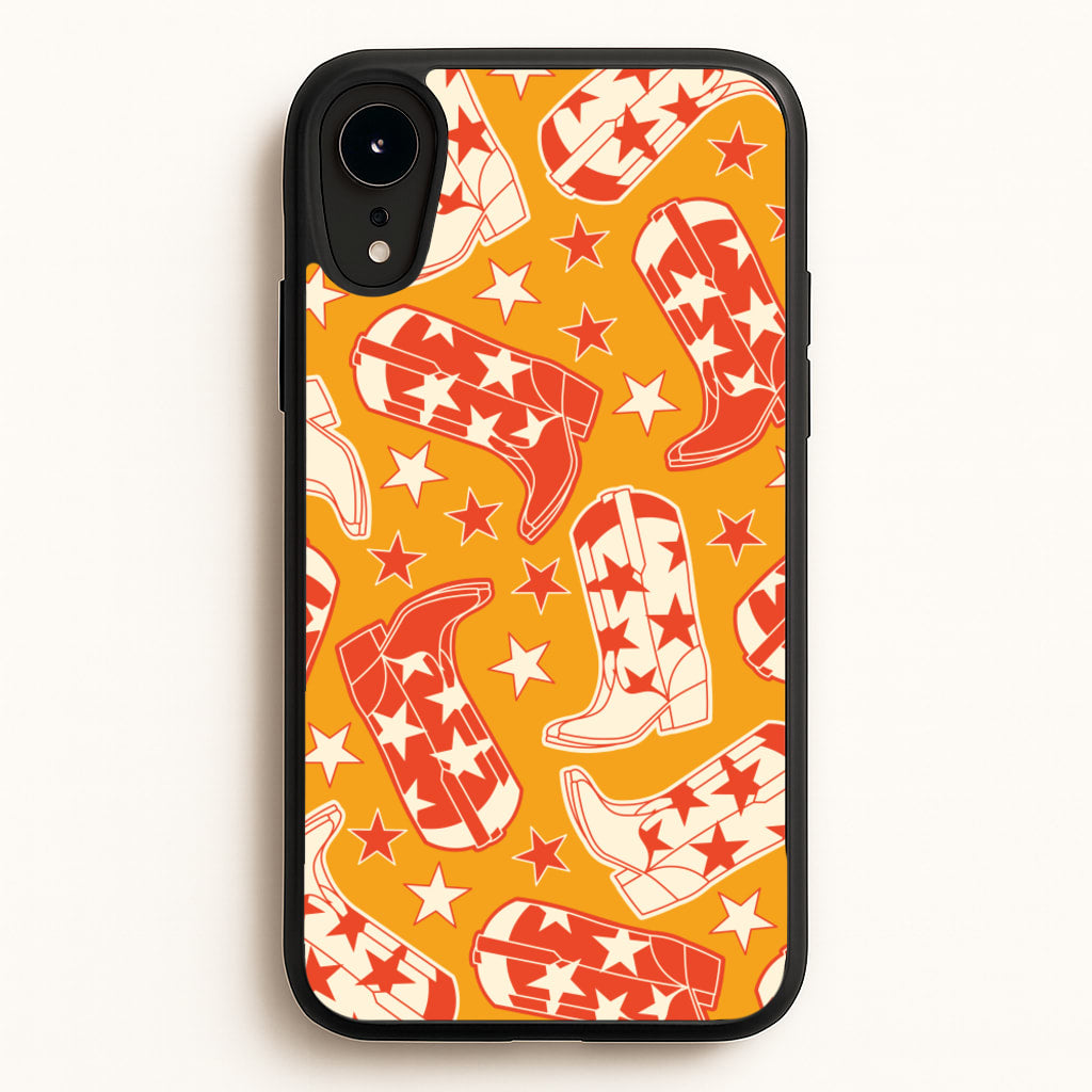 Cartoon Cowboy Boots And Stars Pattern - Western Phone Case for iPhone XR