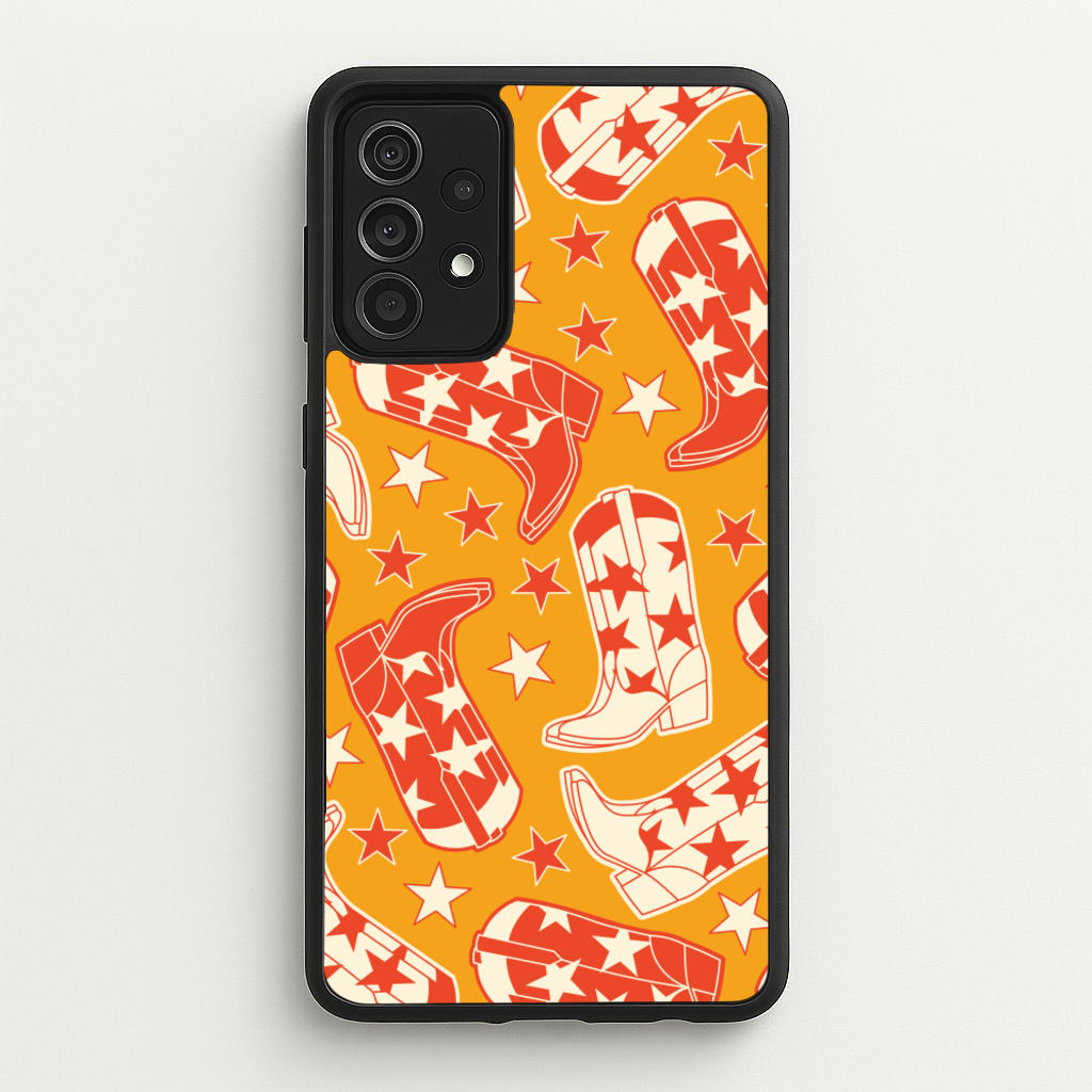 Cartoon Cowboy Boots And Stars Pattern - Western Phone Case for Galaxy A52 / A52s